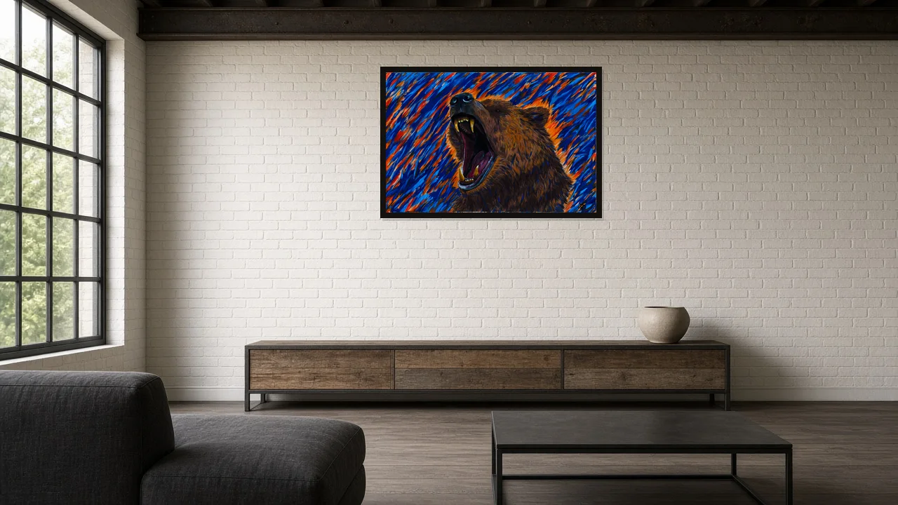 Roar of Passion hanging in a tasteful industrial loft