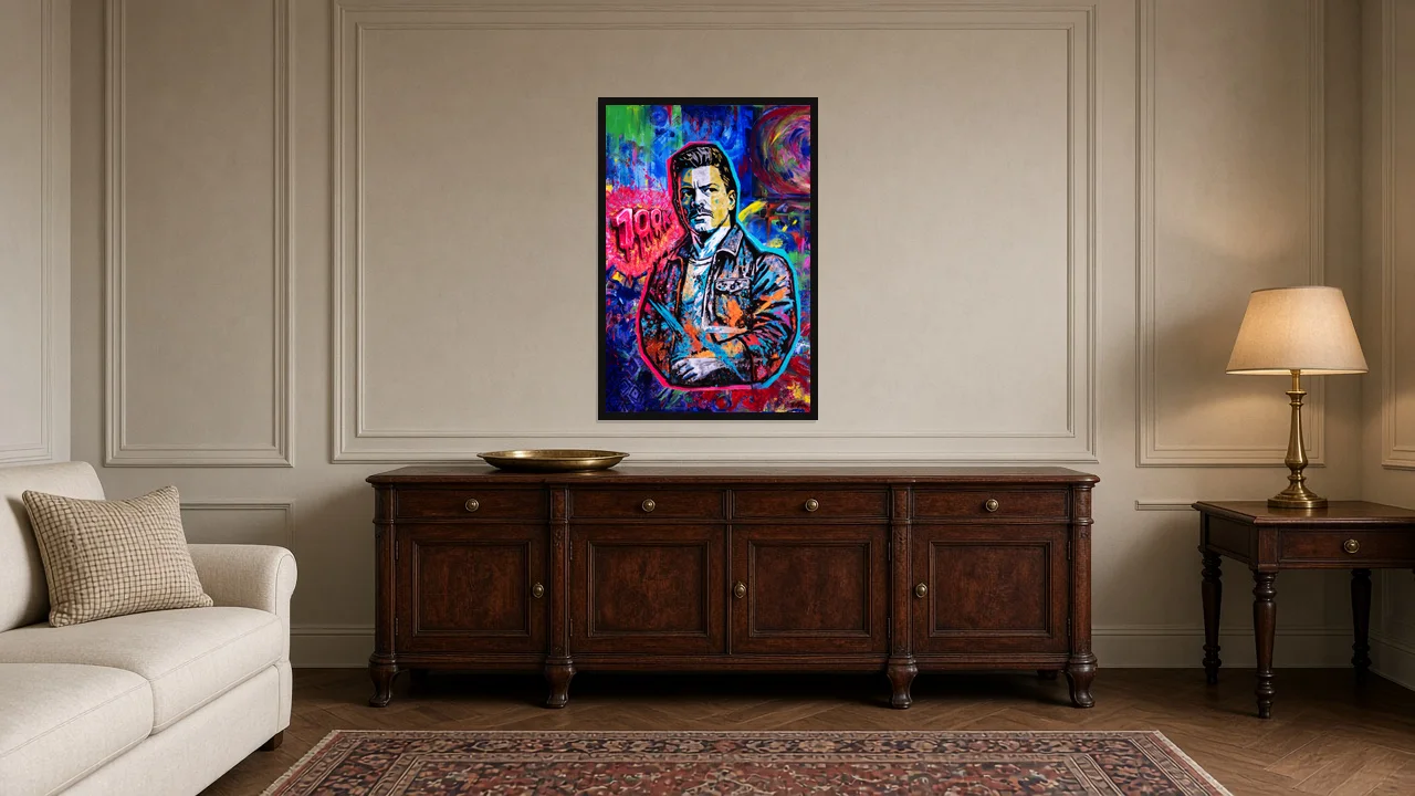 100K hanging in a refined traditional sitting room