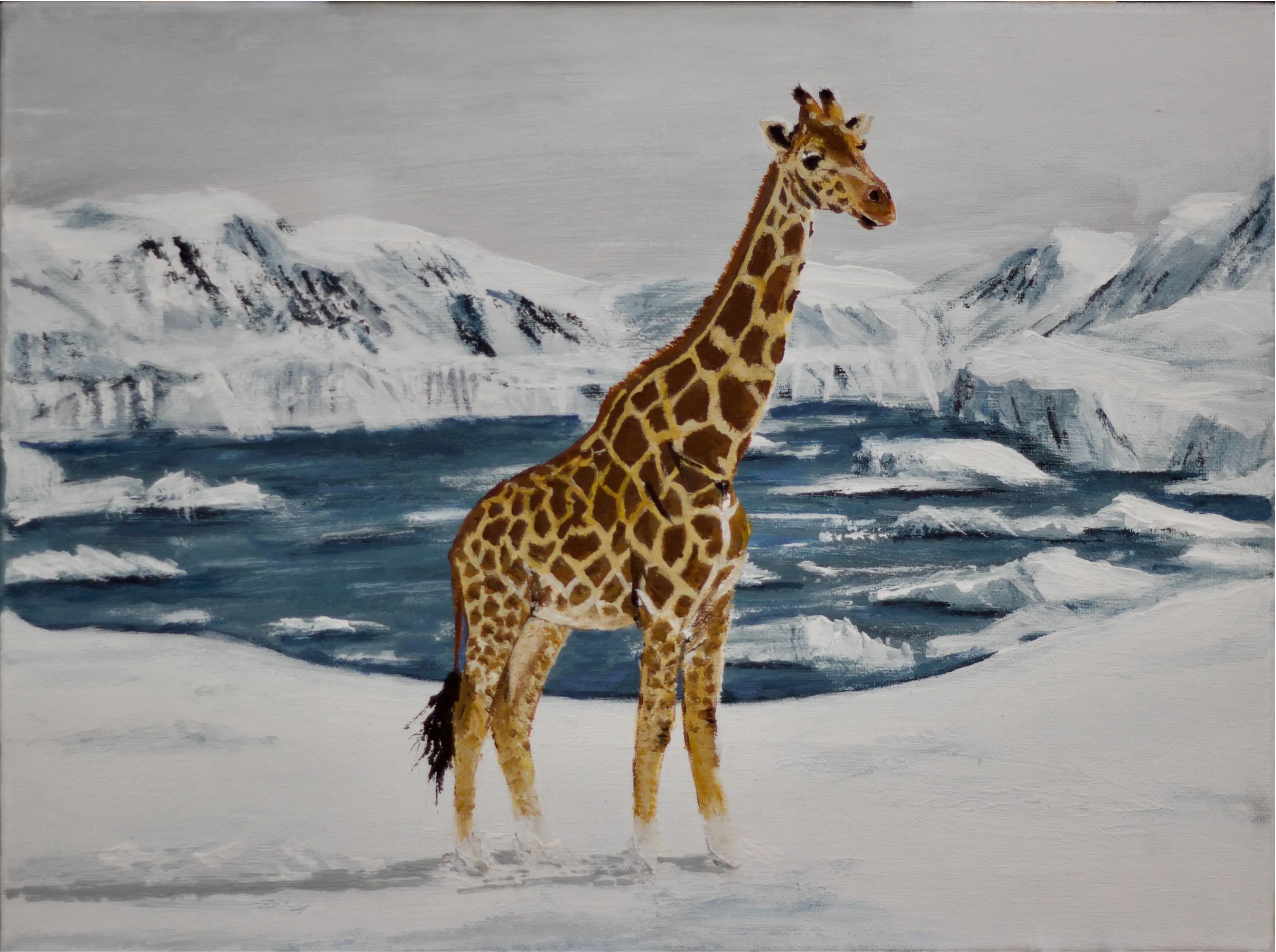 Painting by Xander Drake titled Arctic Giraffe
