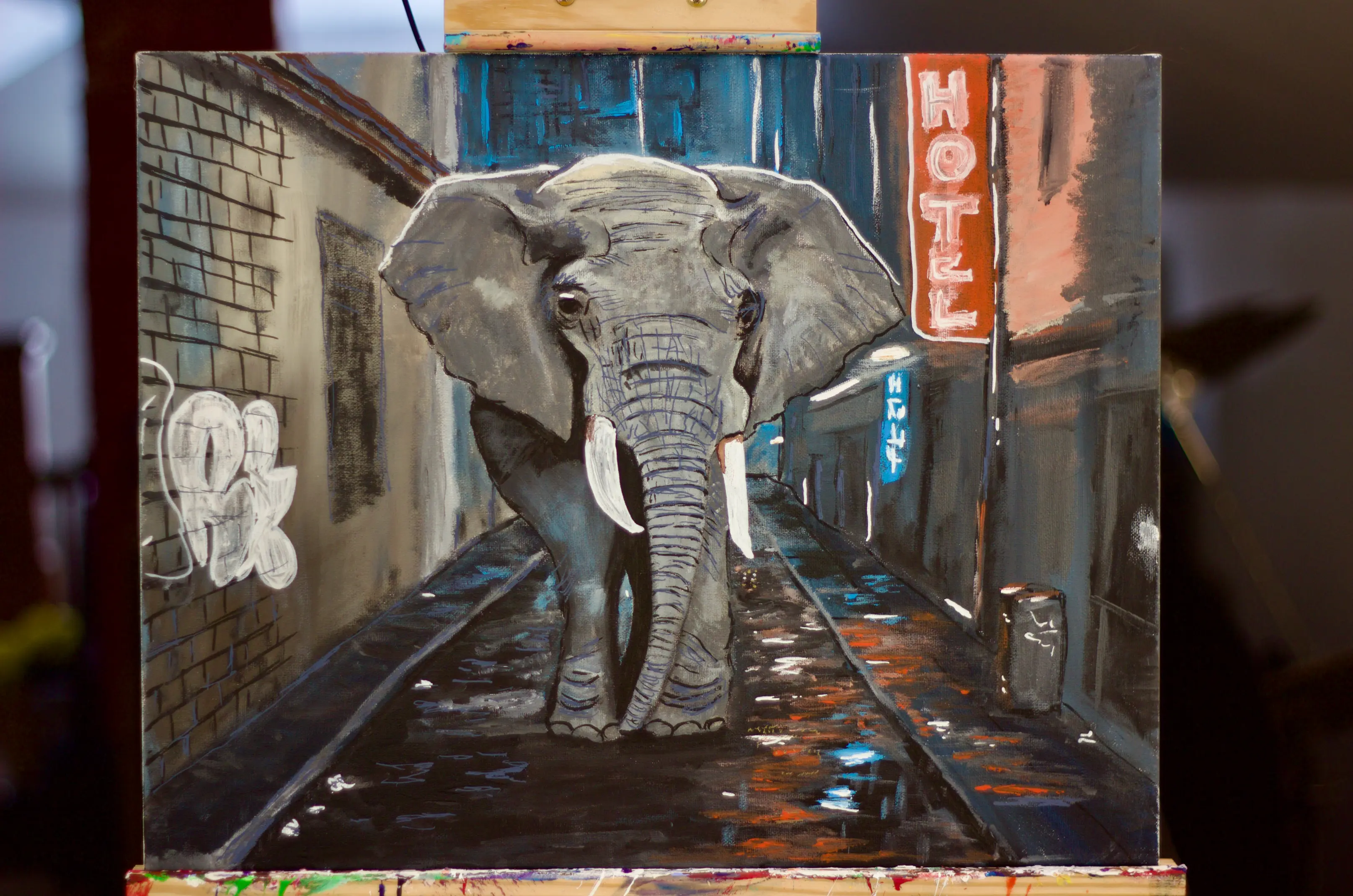 Painting by Xander Drake titled Elephant